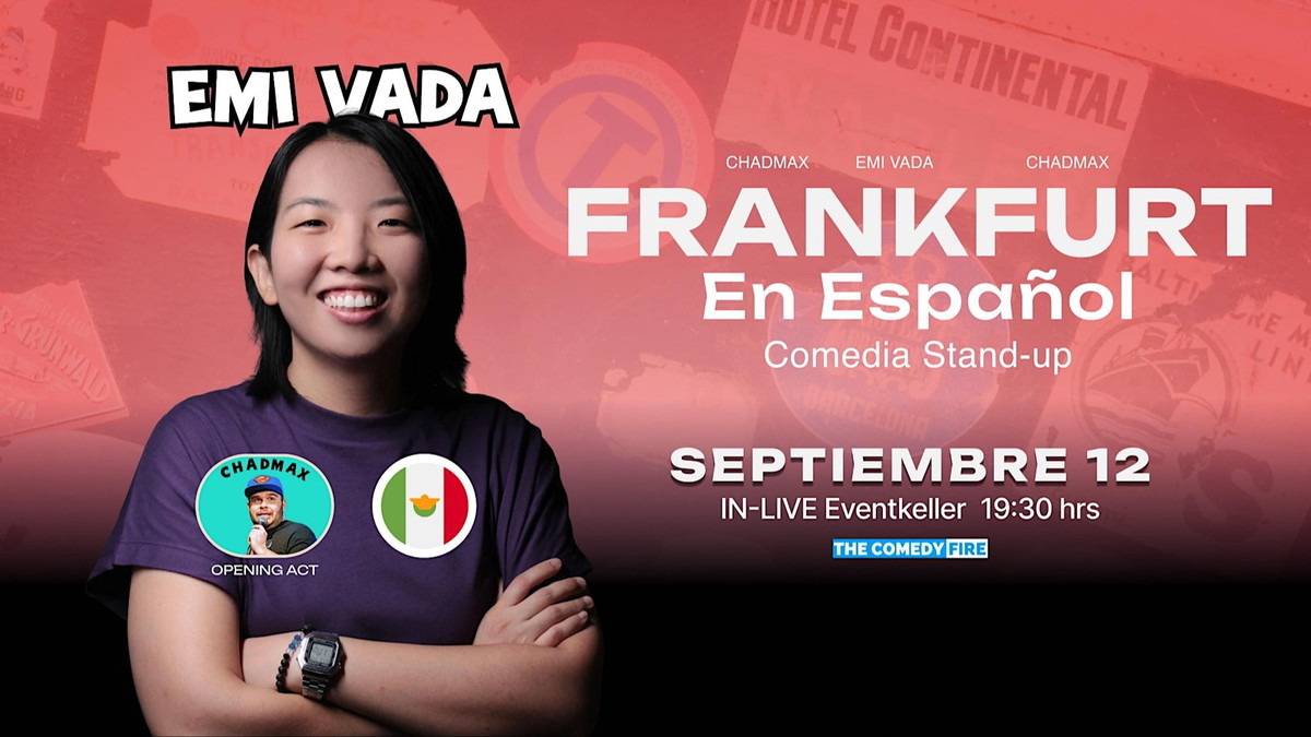 Titelbild der Veranstaltung Frankfurt en español presenta: Show de comedia stand-up con Emi Vada
