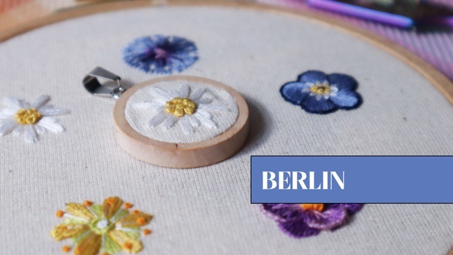 Embroider Tiny Flowers & Turn One into a Pendant in Berlin