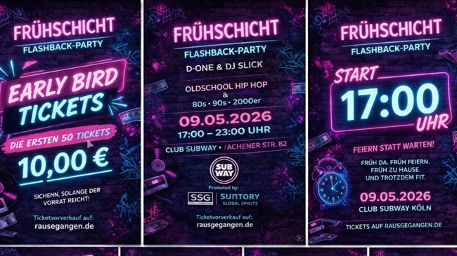 Frühschicht Flash Back Party Old School Hip Hop & 80s 90s 2000er