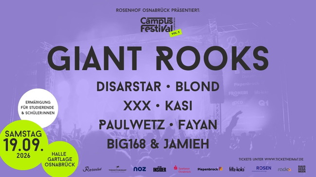 Campus Festival Osnabrück - Vol. 3 mit Disarstar, Kasi und weitere