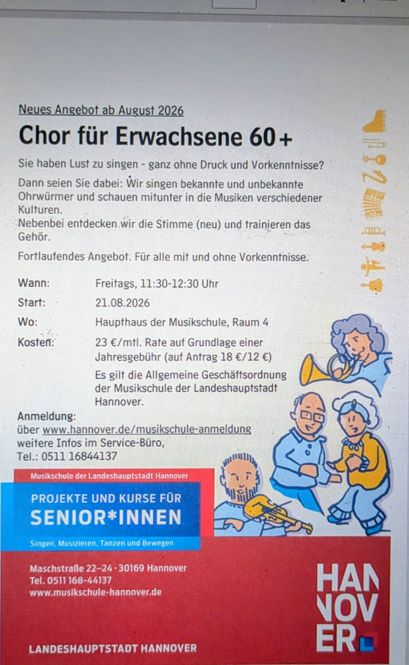 Chorsingen für Erwachsene 60+