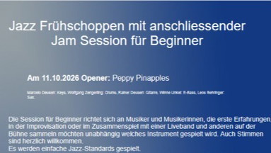 Jazz Frühshoppen und JamSession für Beginner