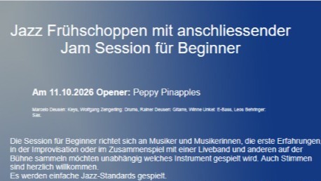 Jazz Frühshoppen und JamSession für Beginner