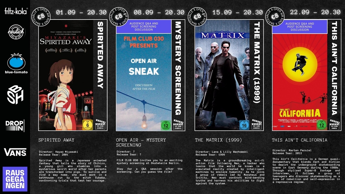 SHB OPEN AIR KINO - Sommervorstellungen (SEPTEMBER)