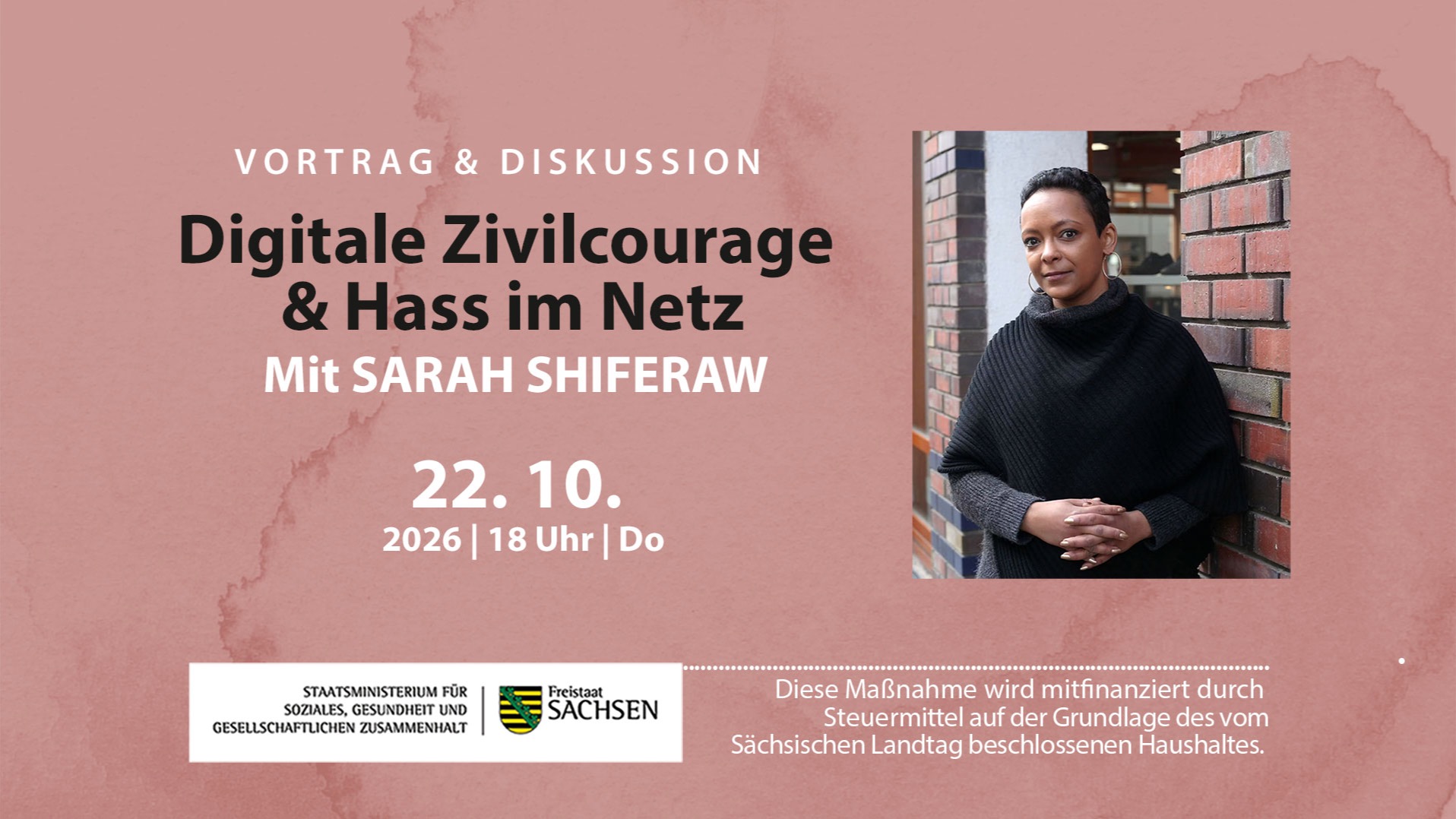 Digitale Zivilcourage & Hass im Netz - VORTRAG & DISKUSSION Mit SARAH SHIFERAW