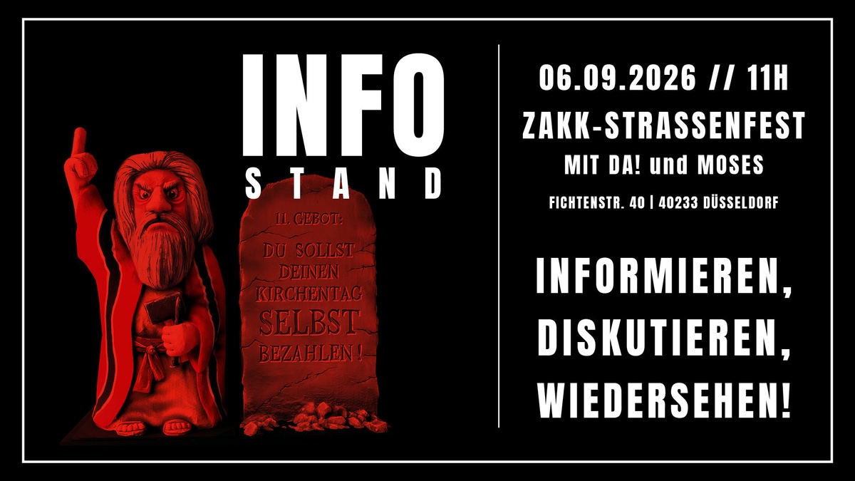 DA!-Infostand mit Moses auf dem zakk-Straßenfest