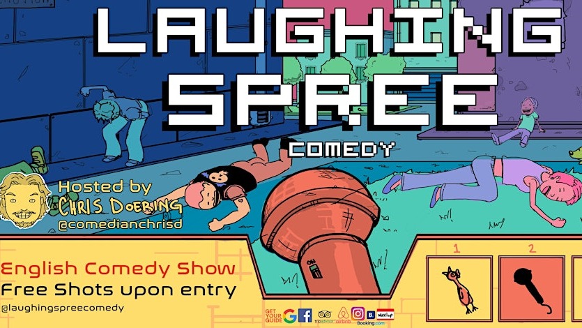 Titelbild der Veranstaltung Laughing Spree Comedy 9 year anniversary Showcase: English Comedy on a BOAT (with FREE SHOTS)