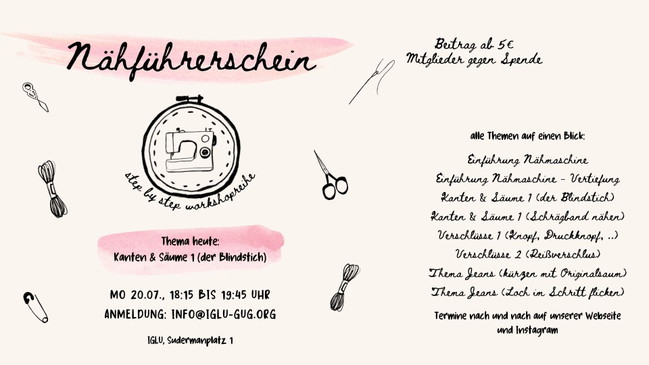 Nähführerschein für Erwachsene - Kanten & Säume 1/ Der Blindstich (Workshop)