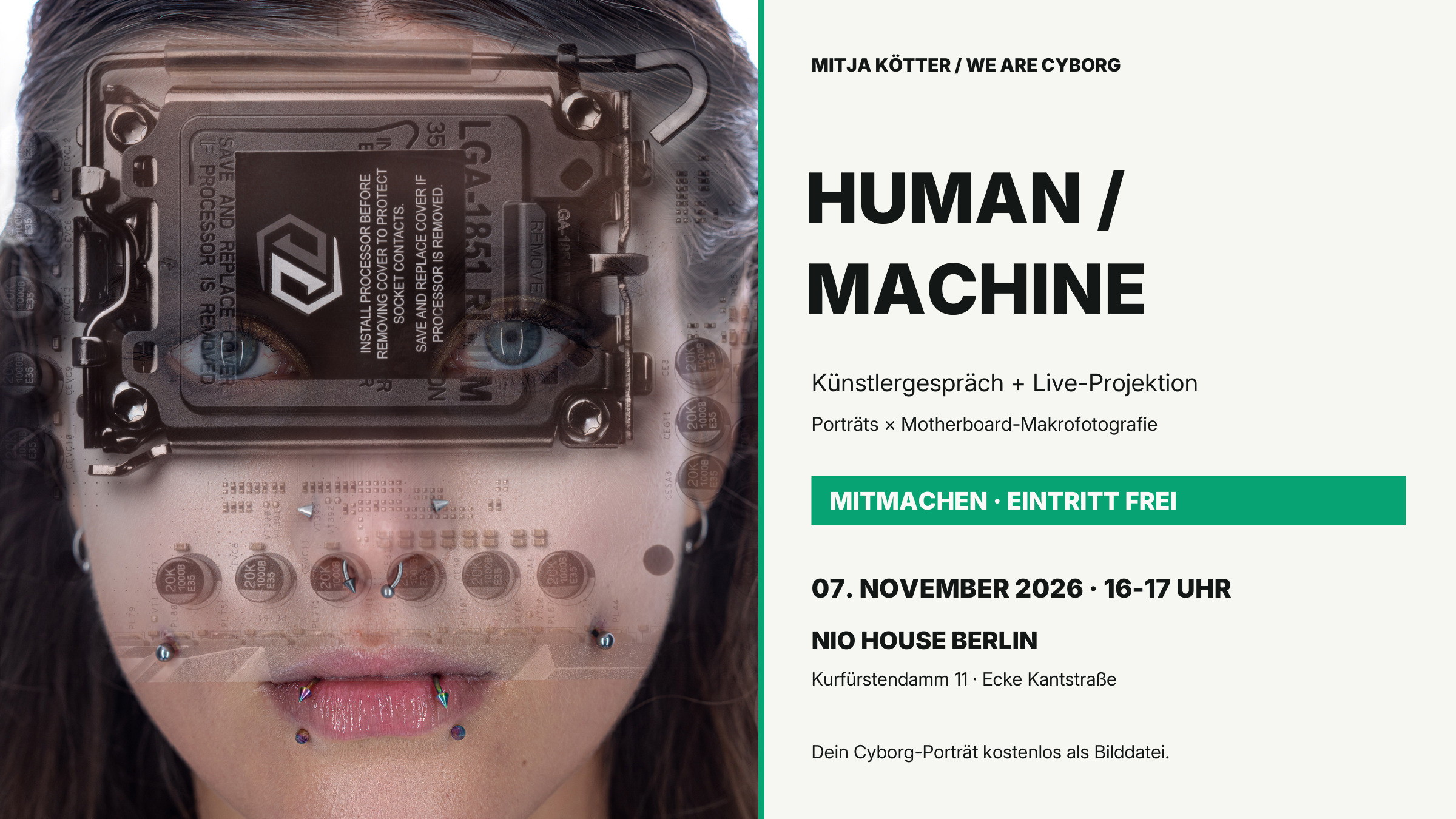 WE ARE CYBORG – HUMAN / MACHINE: Künstlergespräch & Live-Projektion