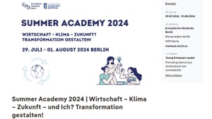 Summer Academy 2024 | Wirtschaft – Klima – Zukunft – und Ich? Transformation gestalten!