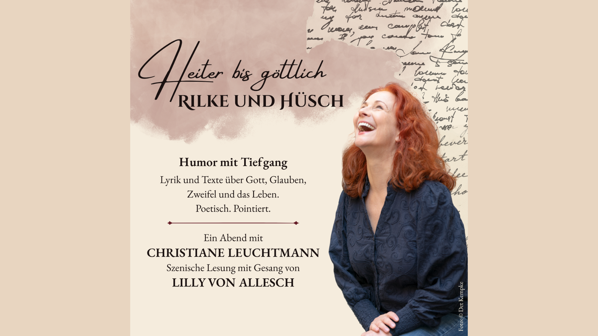 „Heiter bis göttlich – Rilke und Hüsch“ — Eine szenische Lesung mit Christiane Leuchtmann und Gesang von Lilly Von Allesch