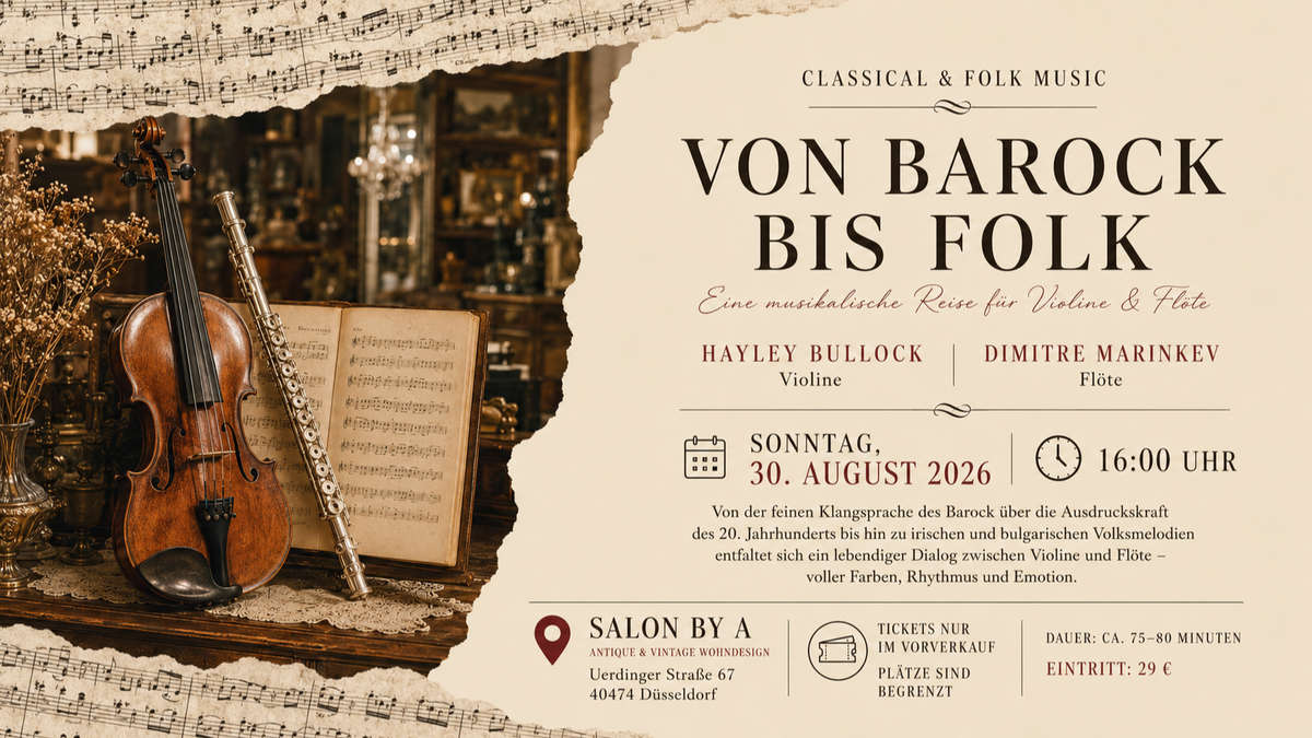 Titelbild der Veranstaltung Von Barock bis Folk – Eine musikalische Reise für Violine & Flöte