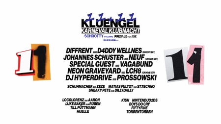 KLUENGEL XXL - 11.11. im Schrotty w/ Diffrent, Johannes Schuster, DJ Hyperdrive & vielen mehr