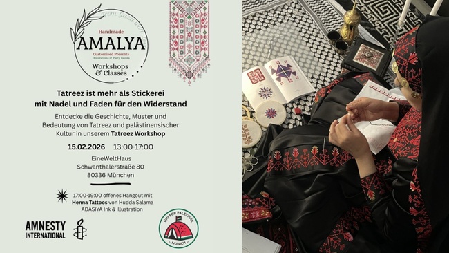 WORKSHOP: Tatreez ist mehr als Stickerei – Mit Nadel und Faden für den Widerstand