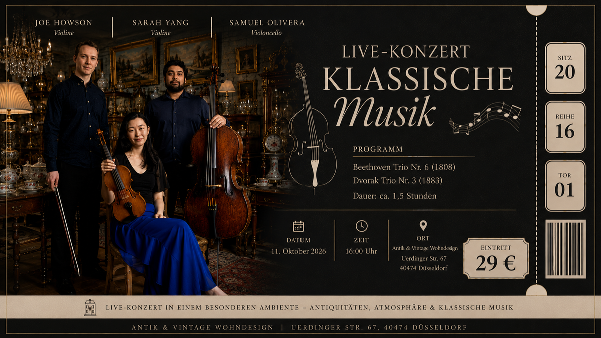 Titelbild der Veranstaltung Hartwich Trio – Klassische Kammermusik zwischen Antiquitäten