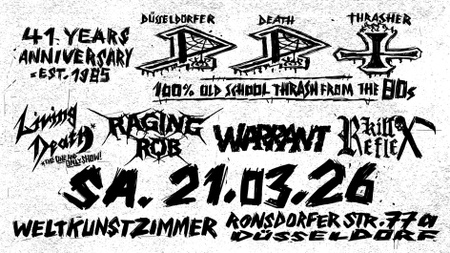 DDT FESTIVAL mit LIVING DEATH & RAGING ROB & WARRANT & KILL REFLEX - Oldschool Thrash Metal