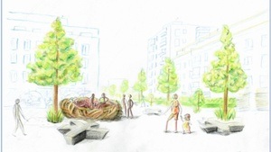 "Ein Nest für Menschen" – Mitmach-Kunstaktion bringt Natur auf den Ella-Lingens-Platz