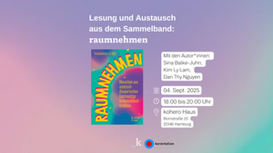 kohero Salon zum Sammelband ,,raumnehmen’’. Eine Kooperation mit korientation e.V.