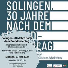 Solingen - 30 Jahre nach dem Brandanschlag: Buchpräsentation und Diskussion