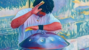 Handpan-Klänge live im Innenhof der Scheunerei