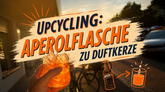 Upcycling: Aperolflasche zu Duftkerze