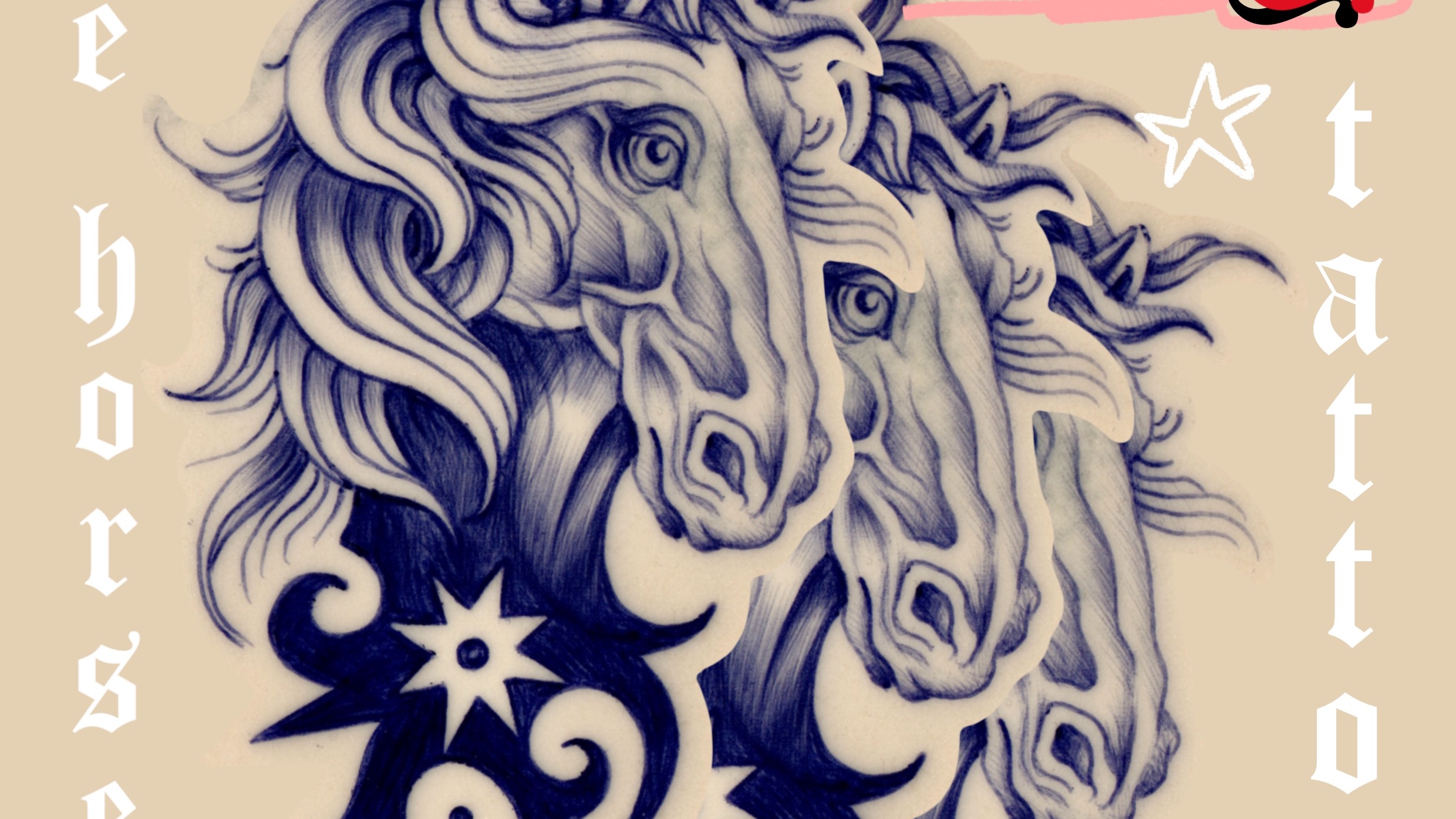 BLUE HORSES TATTOO FLASH DAY