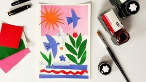 Zeichnen mit der Schere: Frühlingsmotive im Matisse Stil