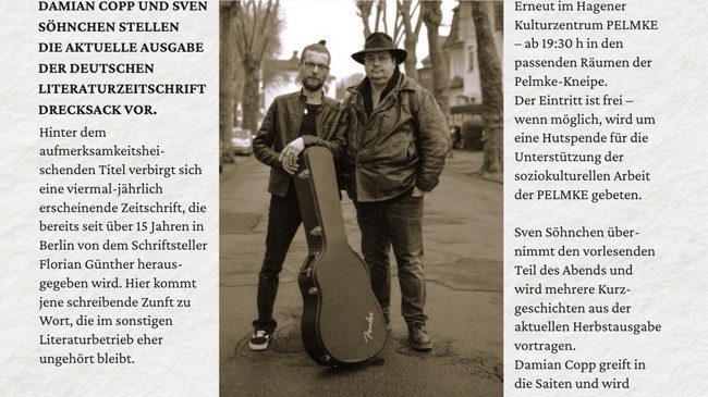 Drecksack – Musikalische Lesung in der Pelmke Kneipe