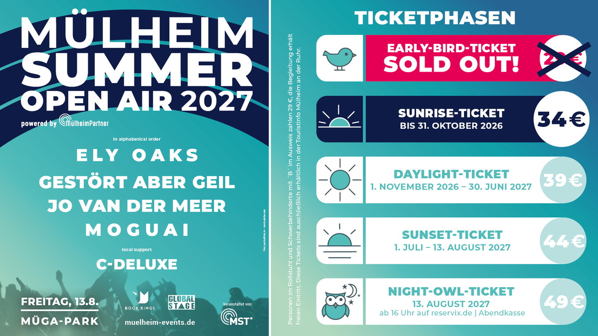 Titelbild der Veranstaltung MÜLHEIM SUMMER OPEN AIR 2027 | Freitag