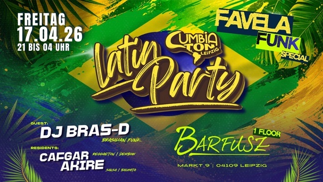 🌴 Cumbiaton Leipzig | Latin Party | 17.04.2026 🌴 💥 FAVELA FUNK SPECIAL + BACHATA WORKSHOP 💥