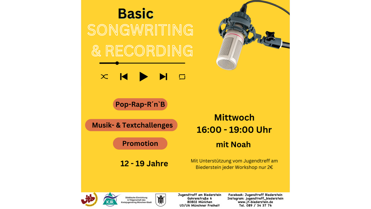Songwriting- & Recording-Workshop für 12-19 Jährige