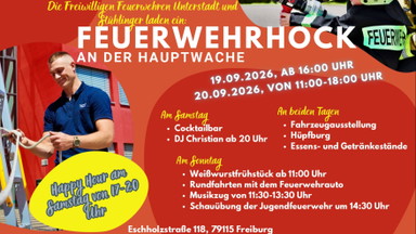 Feuerwehrhock an der Hauptfeuerwache, Abteilung 08 - Stühlinger und Abteilung 02 - Unterstadt