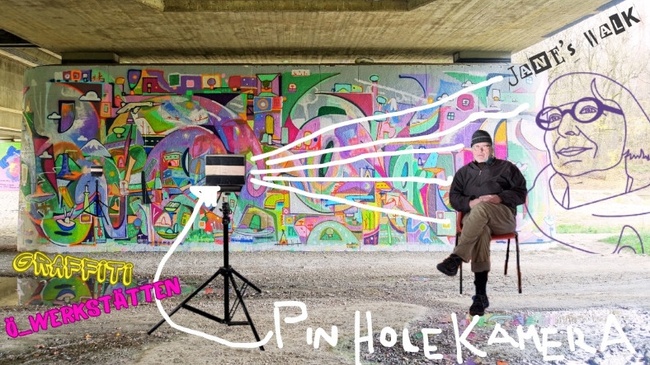 Ein künstlerisch-experimenteller Spaziergang mit Lochkamera, Graffiti & Ö_Werkstätten von der Brudermühlbrücke über den Rosengarten bis zur Färberei