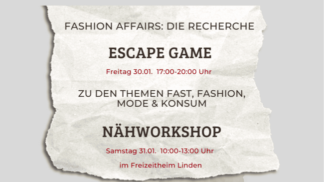Escape Game und Näh-Workshop