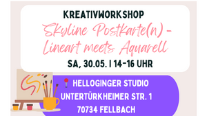 Skyline Postkarten - Lineart meets Aquarell