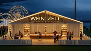 Premiere auf der Rheinkirmes: Das "Weinzelt" bringt Carlsplatz-Flair ans Rheinufer