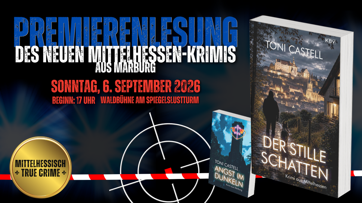 Titelbild der Veranstaltung "Der stille Schatten": Premierenlesung des neuen Mittelhessen-Krimis aus Marburg
