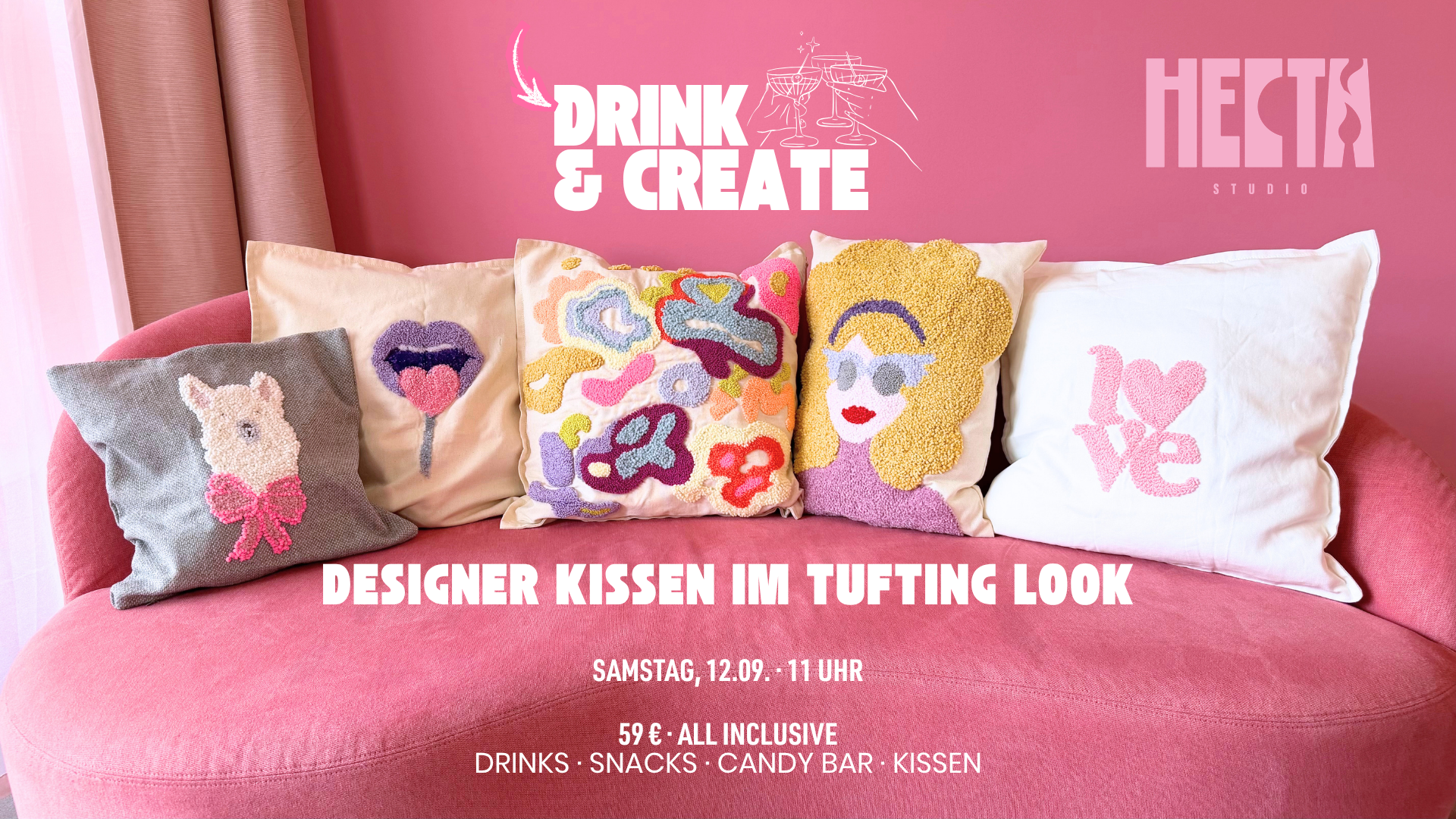 Drink & Create: Designer Kissen im Tufting Look