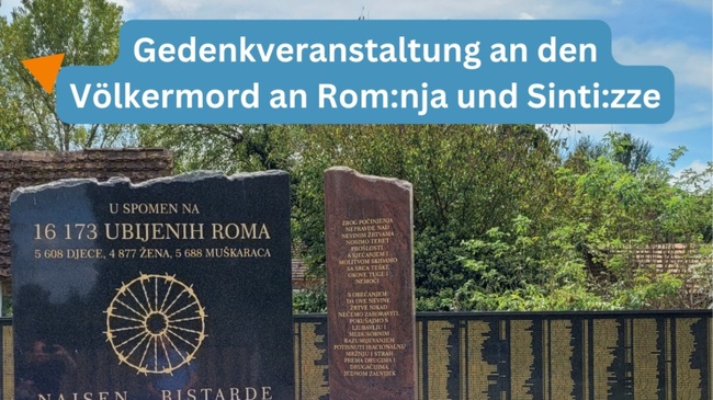 Gedenkveranstaltung an den Völkermord an Rom:nja und Sinti:zze