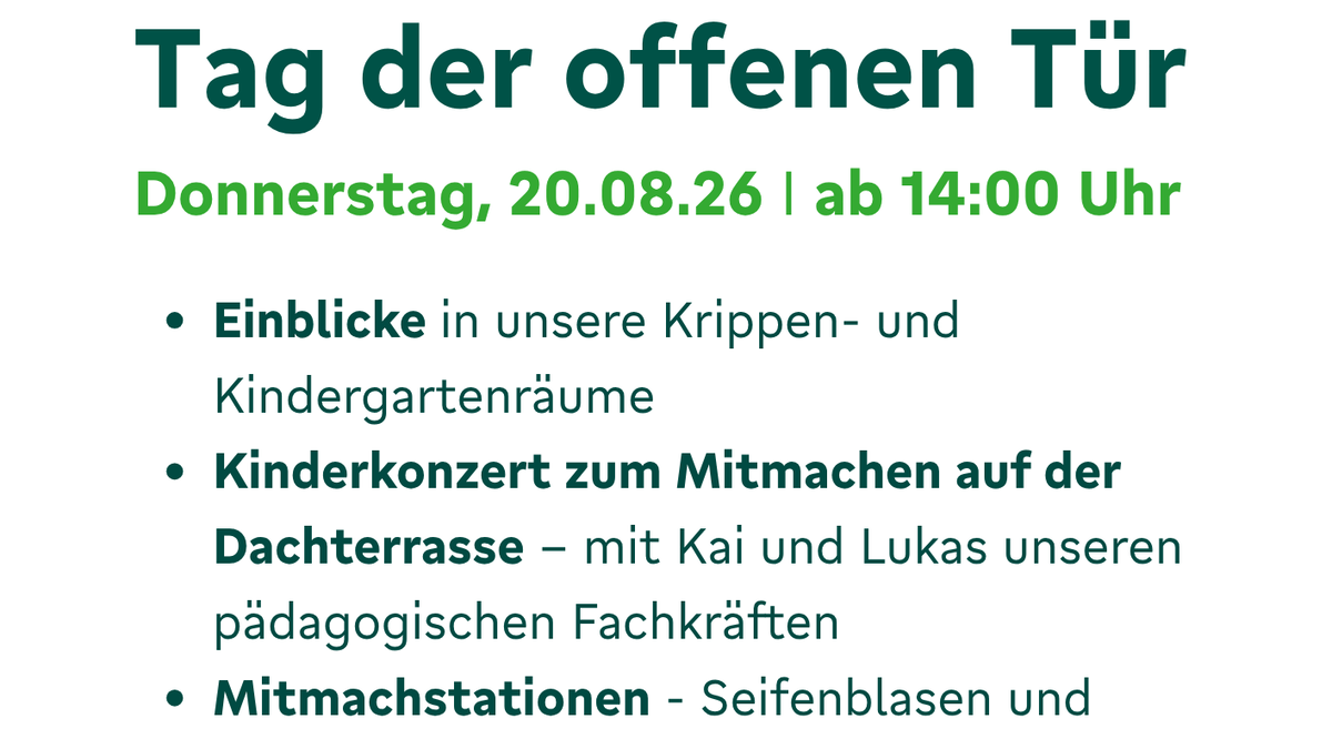 Titelbild der Veranstaltung Tag der offenen Tür mit Kinder-Dachkonzert