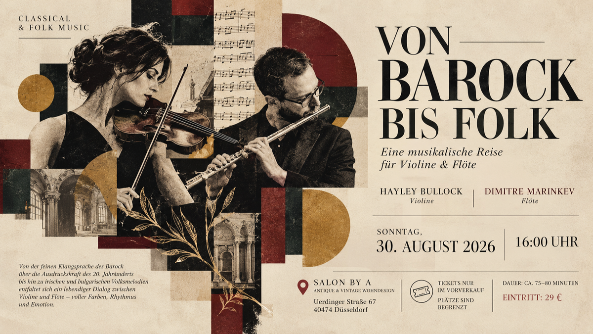 Titelbild der Veranstaltung Von Barock bis Folk – Eine musikalische Reise für Violine & Flöte (Von Classic bis Irische Volksmusic)