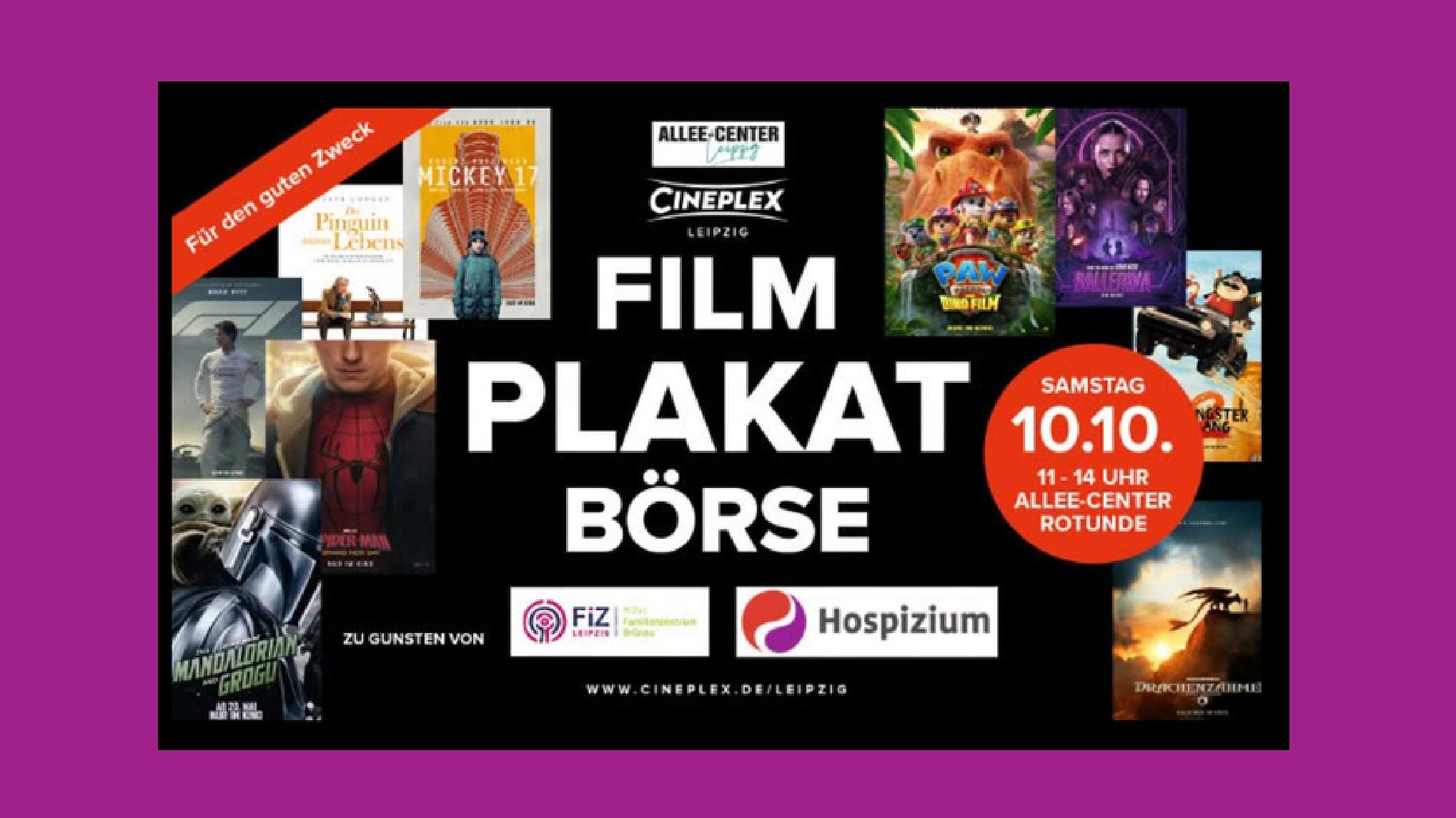Filmplakatbörse zu Gunsten der Hospizarbeit am Welthospiztag