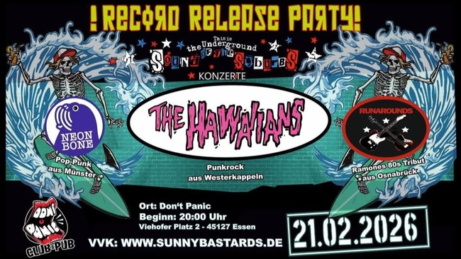 The Hawaiians + Neon Bone + Runarounds