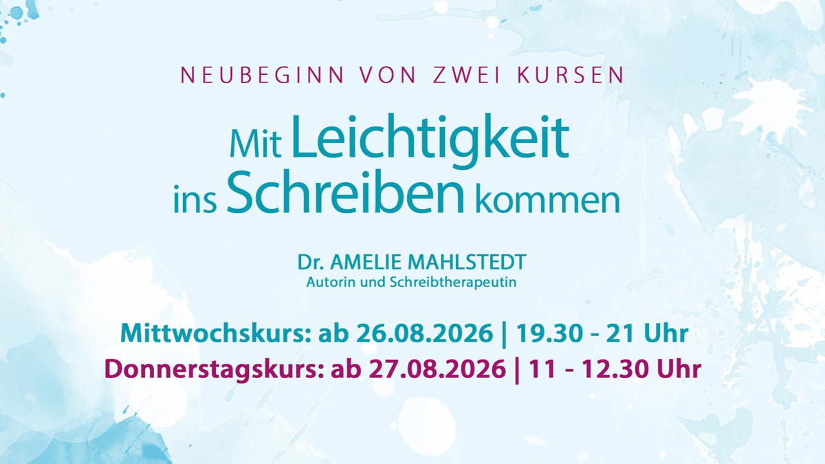 Titelbild der Veranstaltung Mit Leichtigkeit ins Schreiben kommen - Mittwochskurs