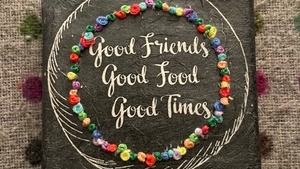 Namen im Rahmen - Stickbild & Mixed Media