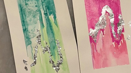 Bring your Bottle and Paint - Abstraktes Aquarell und Blattgold/Blattsilber