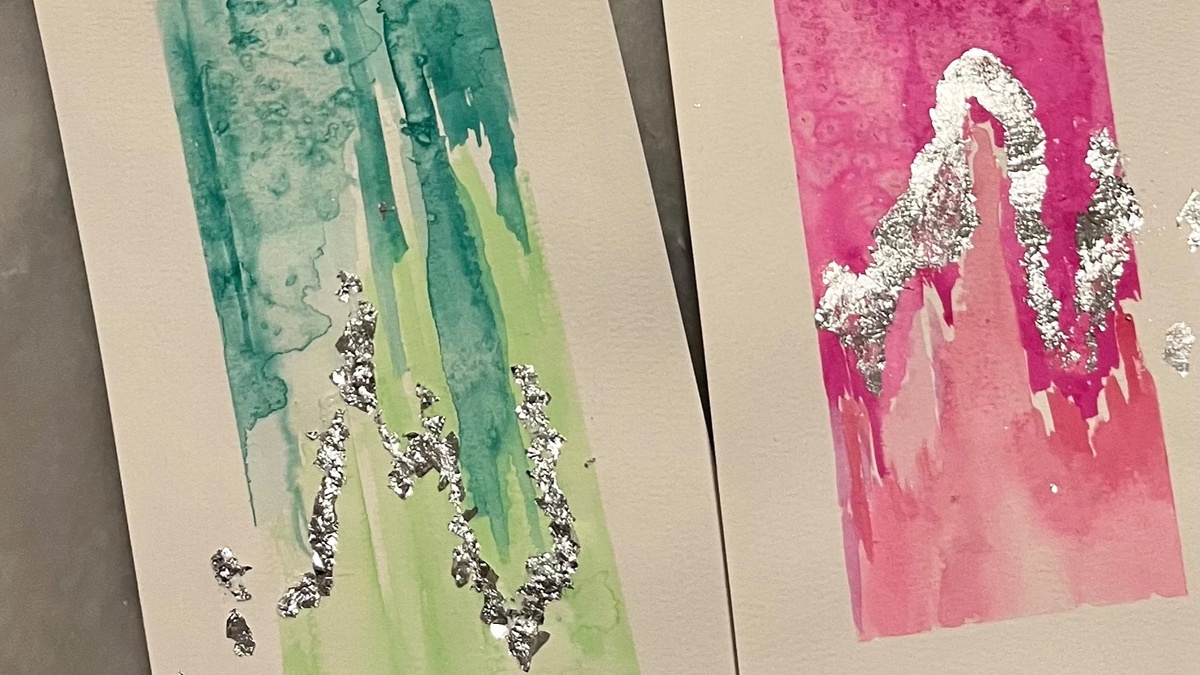 Bring your Bottle and Paint - Abstraktes Aquarell und Blattgold/Blattsilber