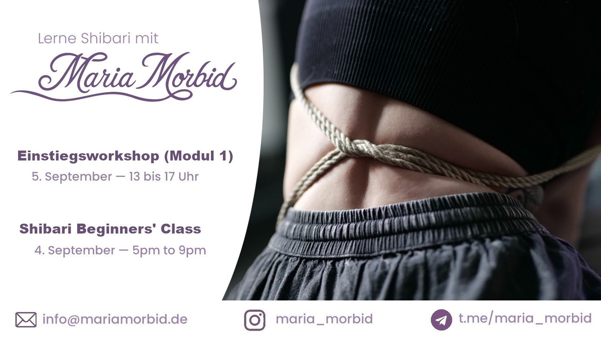 Titelbild der Veranstaltung Shibari Beginners' Class with Maria Morbid