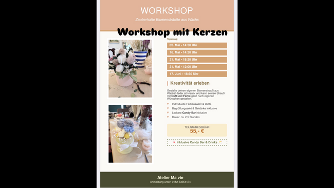 2,5-stündiger Kerzen-Blumenstrauß-Workshop inkl. Getränk & Candybar