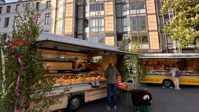 Gratis Maibäume auf dem Ökomarkt